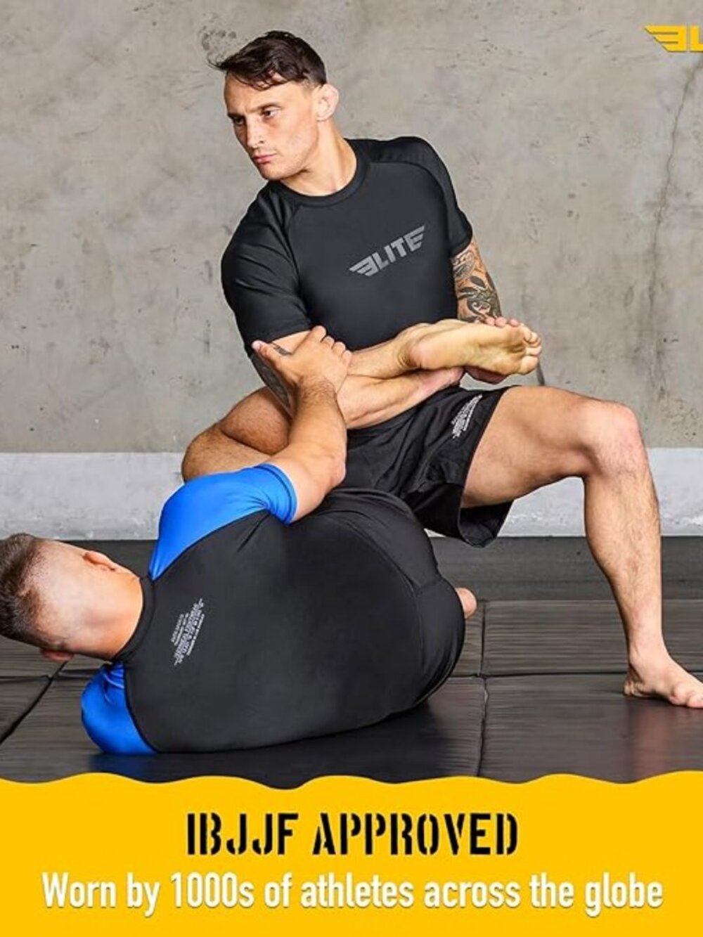 Elite Sports ETR710B-L Competition Black MMA/BJJ Approved Short Sleeve Rashguard